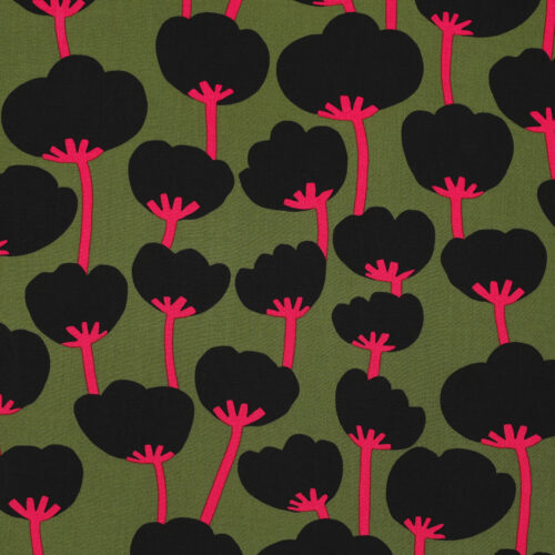 NERIDA HANSEN:  ECOVERO POPPIES Moss Green ***RESTSTÜCK 100cm***
