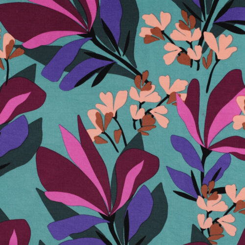 NERIDA HANSEN: VISKOSE STRETCH SPRING GARDEN ROYAL SEA BLUE ***Reststück 1,50m***
