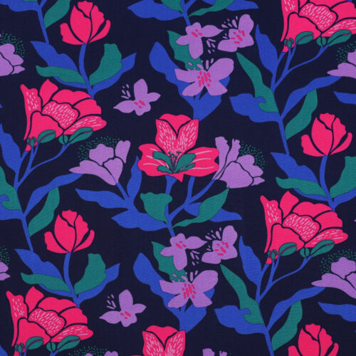 NERIDA HANSEN:  ECOVERO POPPIES Amira Floral Navy ***Reststück 0,40m***