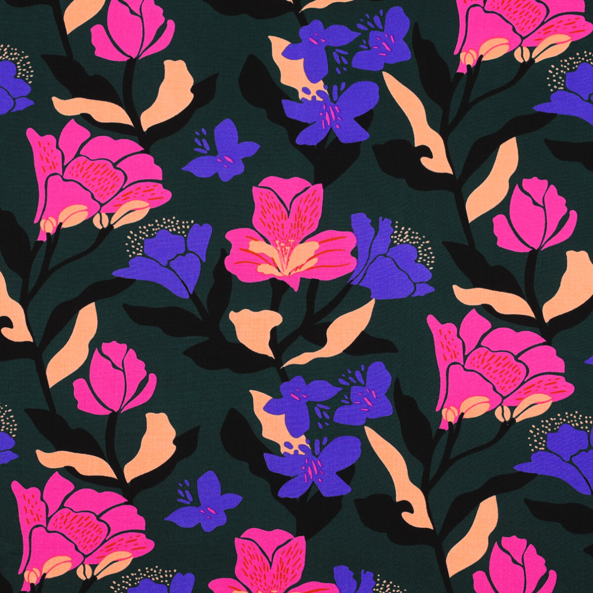 NERIDA HANSEN:  ECOVERO POPPIES Amira Floral Dark Green