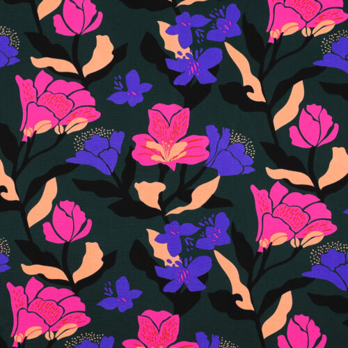 NERIDA HANSEN:  ECOVERO POPPIES Amira Floral Dark Green