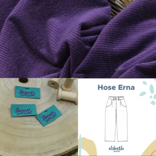 Nähset: "Hose Erna" Breitcord 8w "Dunkellila"
