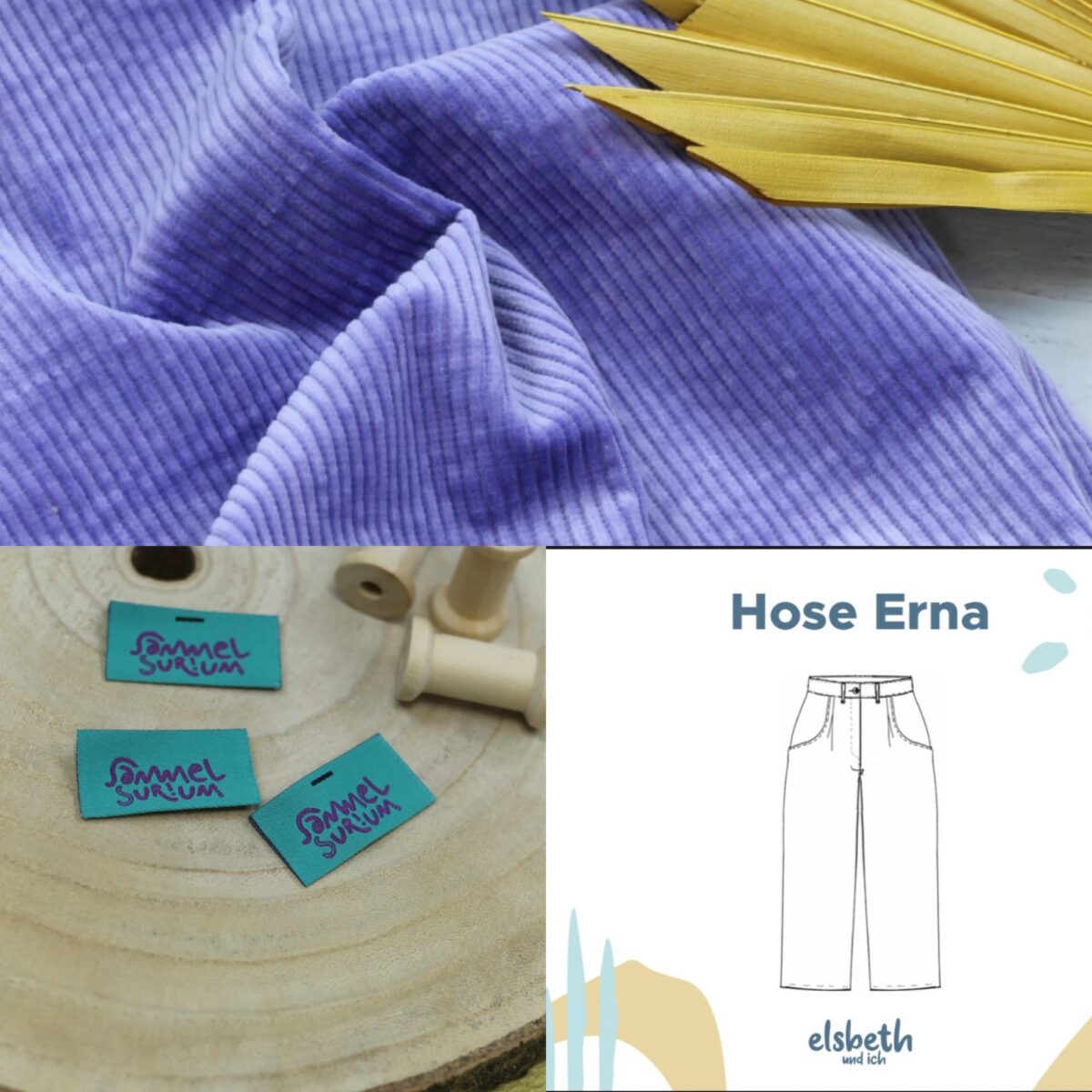 Nähset: "Hose Erna" Breitcord 8w "Happy Lilac"