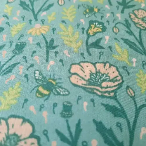 birch organic fabrics: lawn "the wild coast green" by mustard beetle ***reststück 1,80m***