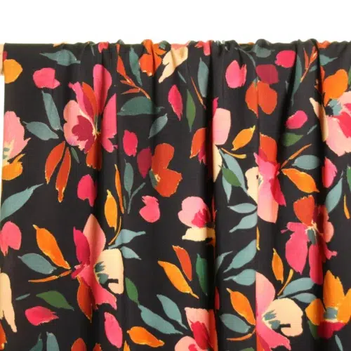 black viskose with colorful flowers atelier jupe