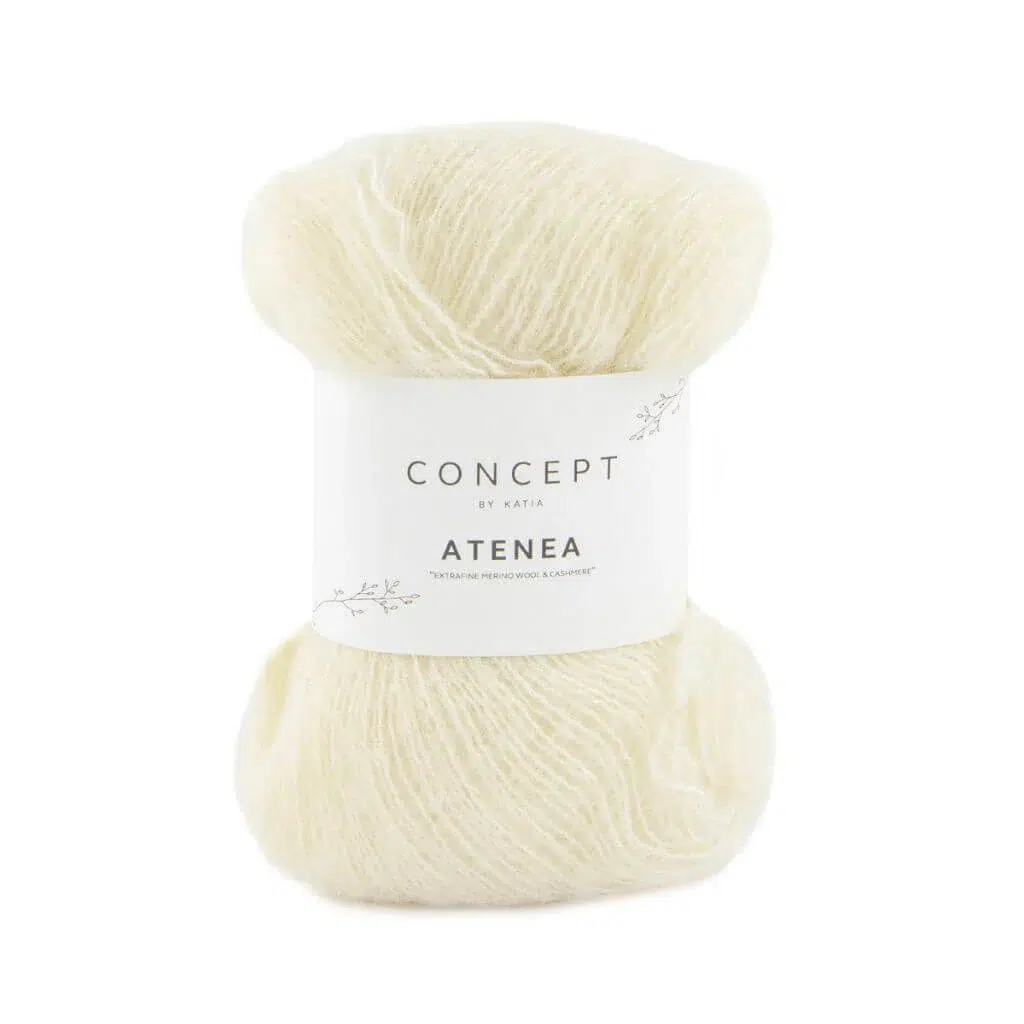 Katia Atenea Garnknäuel aus Merino, Baumwolle und Kaschmir mit weicher flauschiger Oberfläche in Uni-Farbe