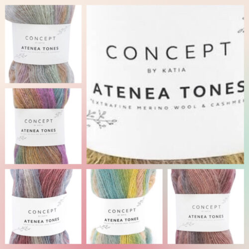 Katia Atenea Tones Garnknäuel mit weichem Farbverlauf aus Merino, Baumwolle und Kaschmir in modernen Farbtönen