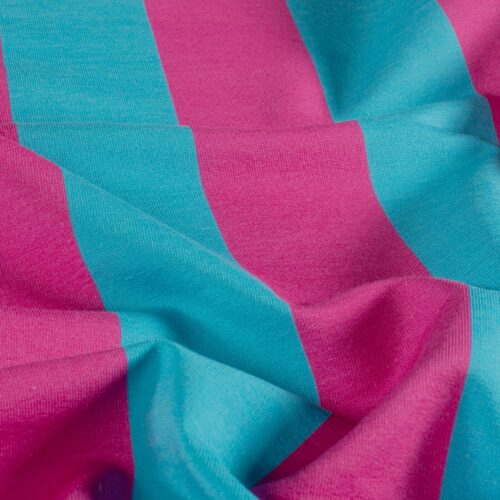 french terry: "blockstreifen pink/aqua"