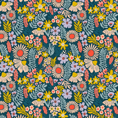 cotton and steel: petals in the sun where the flowers grow after the rain fabric
