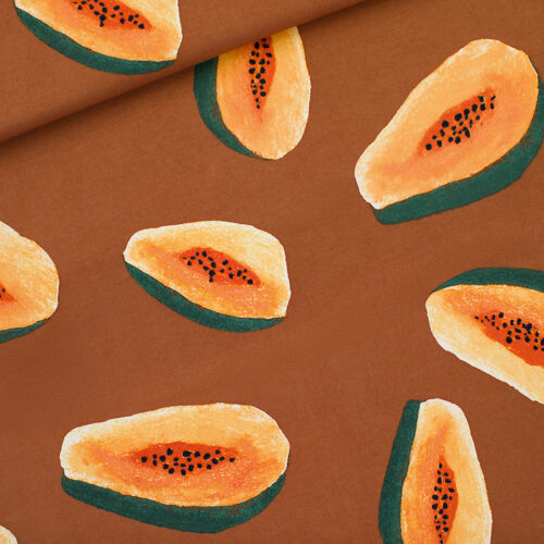 seeyouatsix french terry: “papayas glasiertes ingwerbraun"
