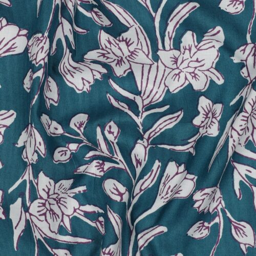 blockprint voile – 100 % baumwolle, leicht & handbedruckt (110 g/m², 135 cm breit) blumen green (kopie)