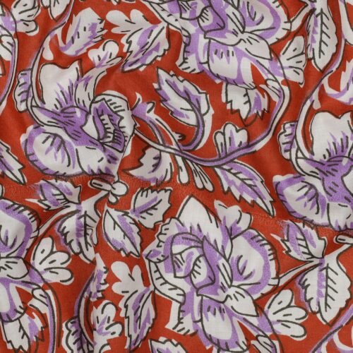blockprint voile – 100 % baumwolle, leicht & handbedruckt (110 g/m², 135 cm breit) blumen petrol (kopie)
