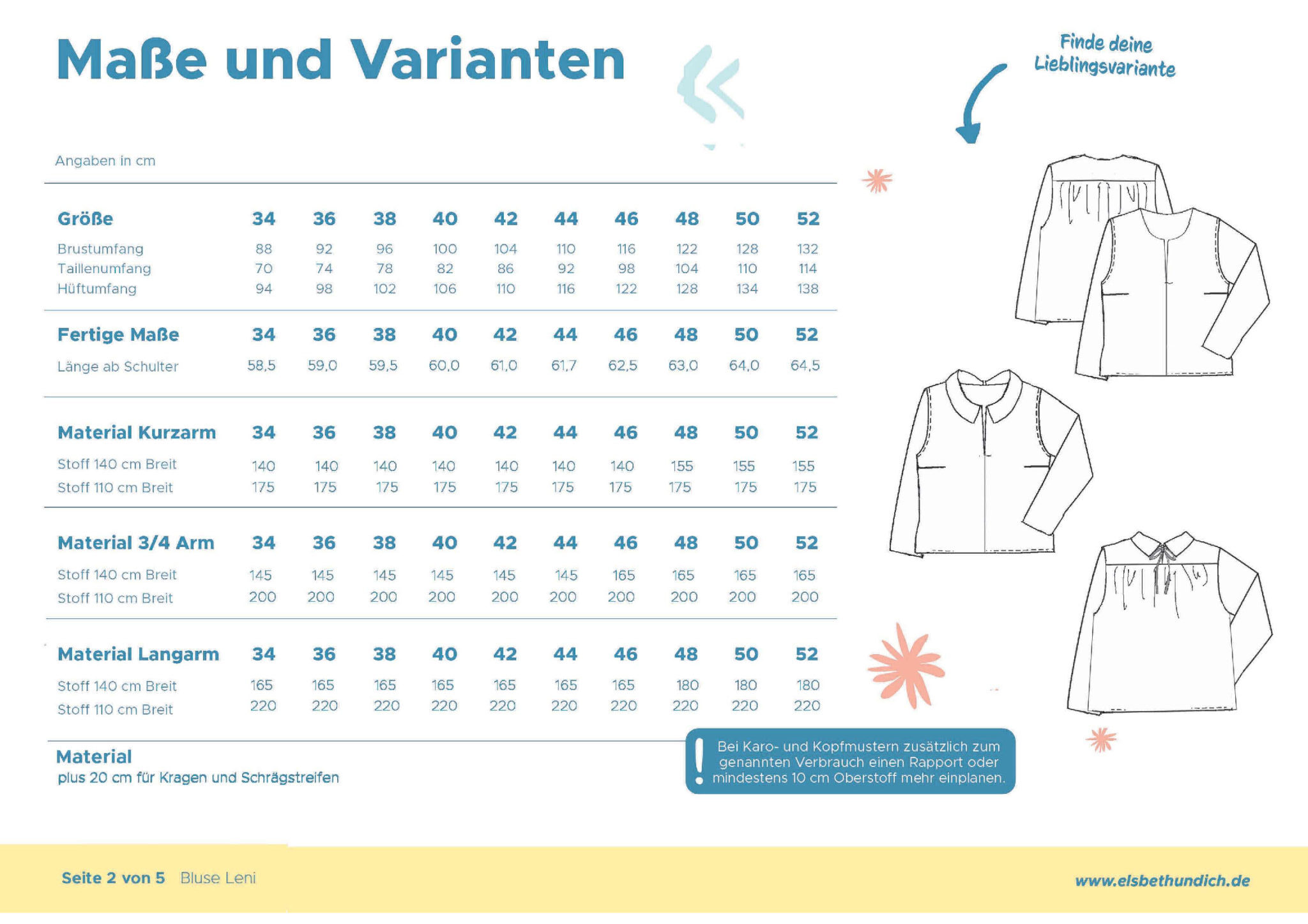 papierschnitt bluse leni – schnittmuster für damenbluse mit kragen oder rundhals | größen 34–52