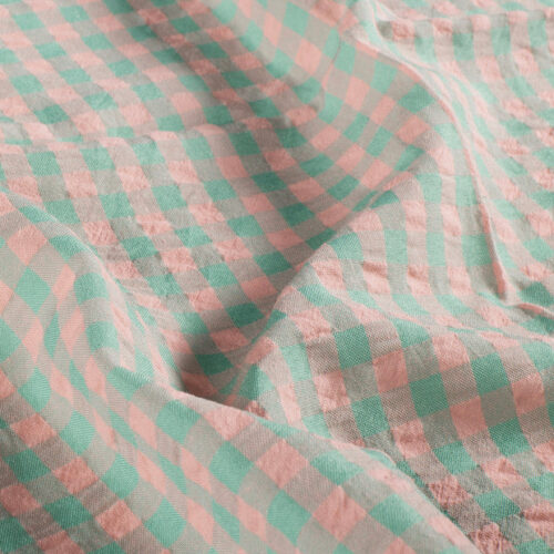 baumwollstoff popeline seersucker – leicht & pflegeleicht – großes karo neon fuchsia – für kleidung und deko (kopie)