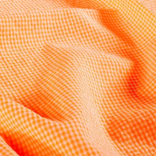baumwollstoff popeline seersucker – leicht & pflegeleicht – kleines karo zitrone/mandarine – für kleidung und deko (kopie)