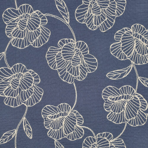 double gauze musselin: "gestickte blumen" blue