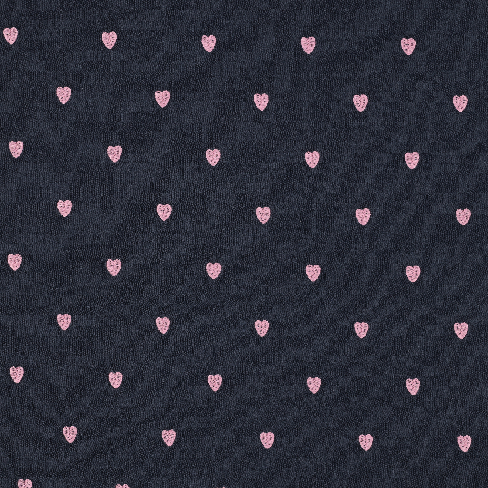 double gauze musselin: "gestickte herzen" navy