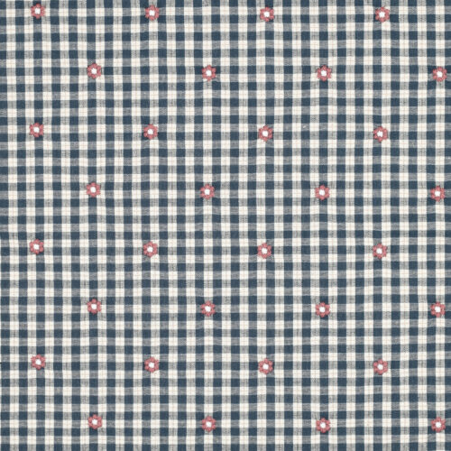 Baumwoll-Viskose Stoff als Meterware mit gestickten Blümchen, 140 cm breit