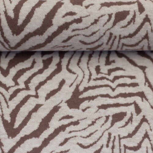 swafing: jacquard jersey "emily" leo taupe/creme