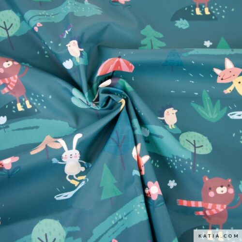 Katia: Wasserdichter Stoff Raincoat PU Rain "Forest"