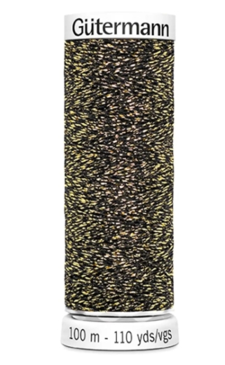gütermann nähgarn "sparkly" 100m farbe 9924 gold metallic