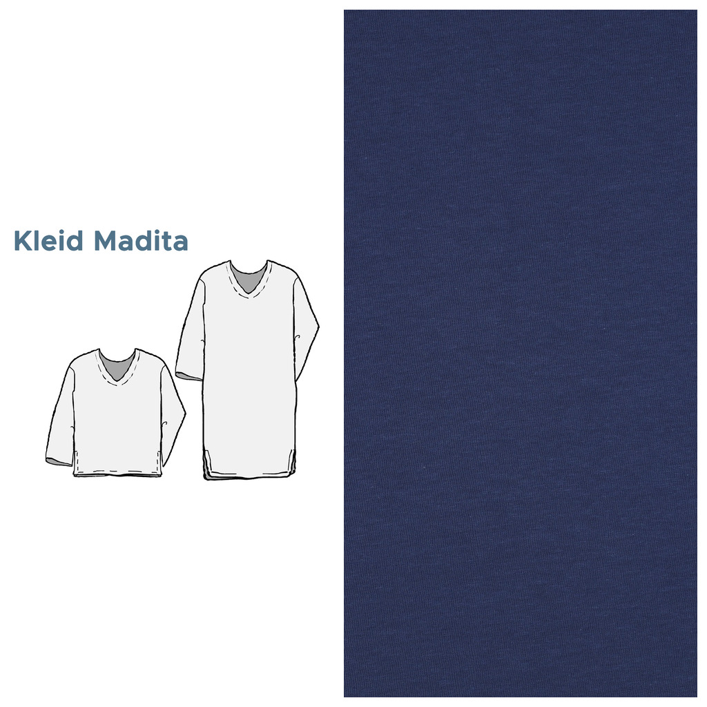 nähpaket madita – kleid aus velours nicki streifen orange/bleu (kopie)
