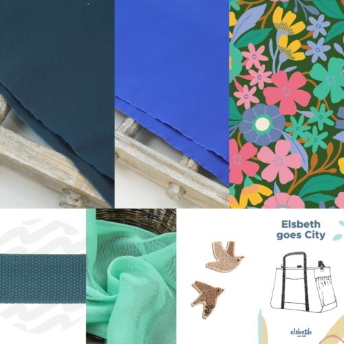 Nähset: Rucksacktasche "Elsbeth_goes_City" Midnight/Royalblau + Cloud 9