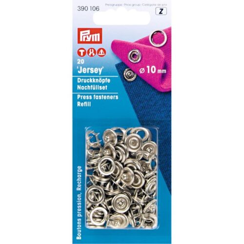 Prym: Jersey Druckknopf Nähfrei Nachfüllpackung, 10 mm silber