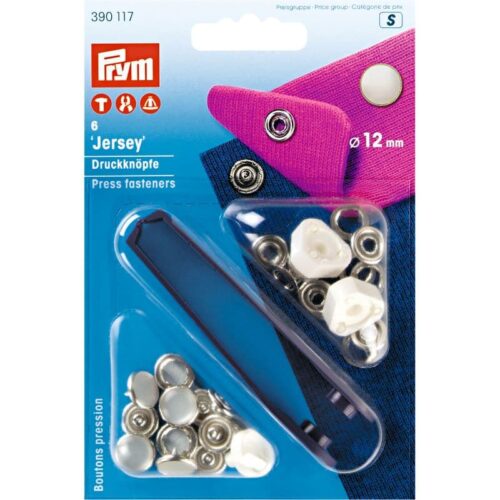 Prym: Jersey Druckknopf Perlkappe Nähfrei, 12 mm silber