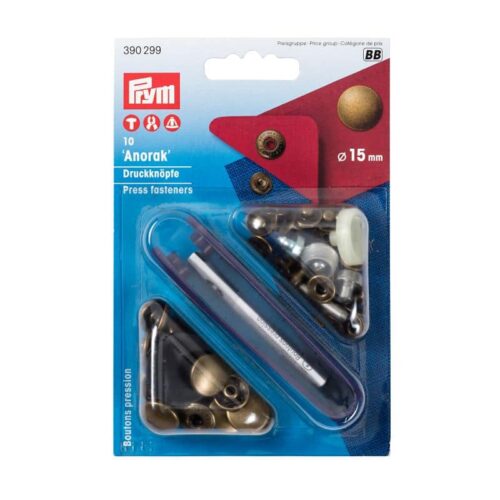 Prym: Jersey Druckknopf Anorak Nähfrei, 15 mm altmessing