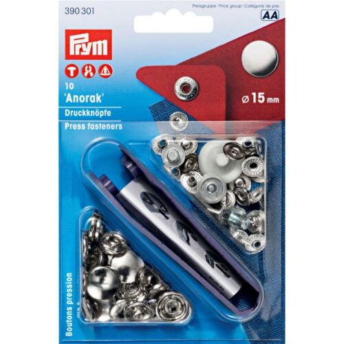 Prym: Jersey Druckknopf Anorak Nähfrei, 15 mm silber