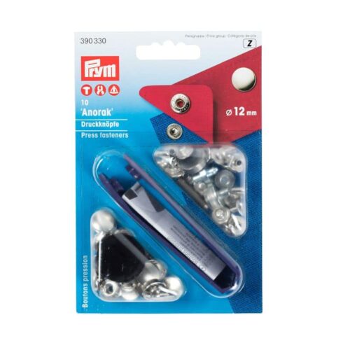 Prym: Jersey Druckknopf Anorak Nähfrei, 12 mm silber