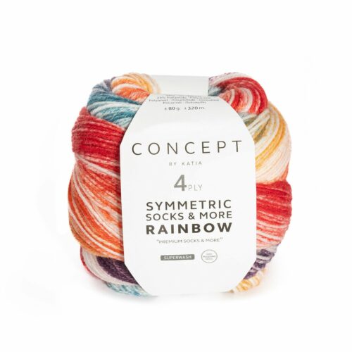 Katia Sockenwolle Symmetric Rainbow von Concept - 80g "Orange-Ocker-Petrol" Farbe 50
