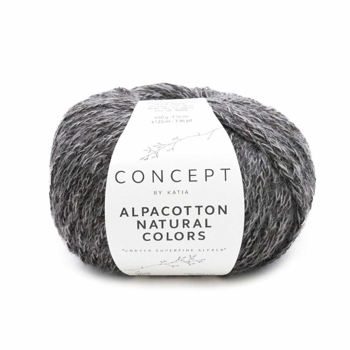 Wolle Alpakagarn Alpacotton Natural Colors von Concept by Katia "Schwarz"- 50 g