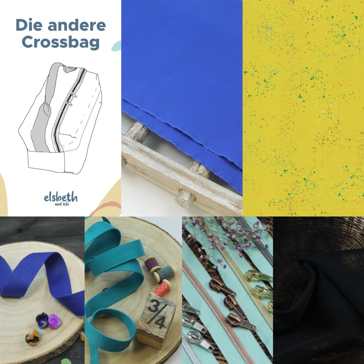 Nähset: "Die andere Crossbag" Royalblau