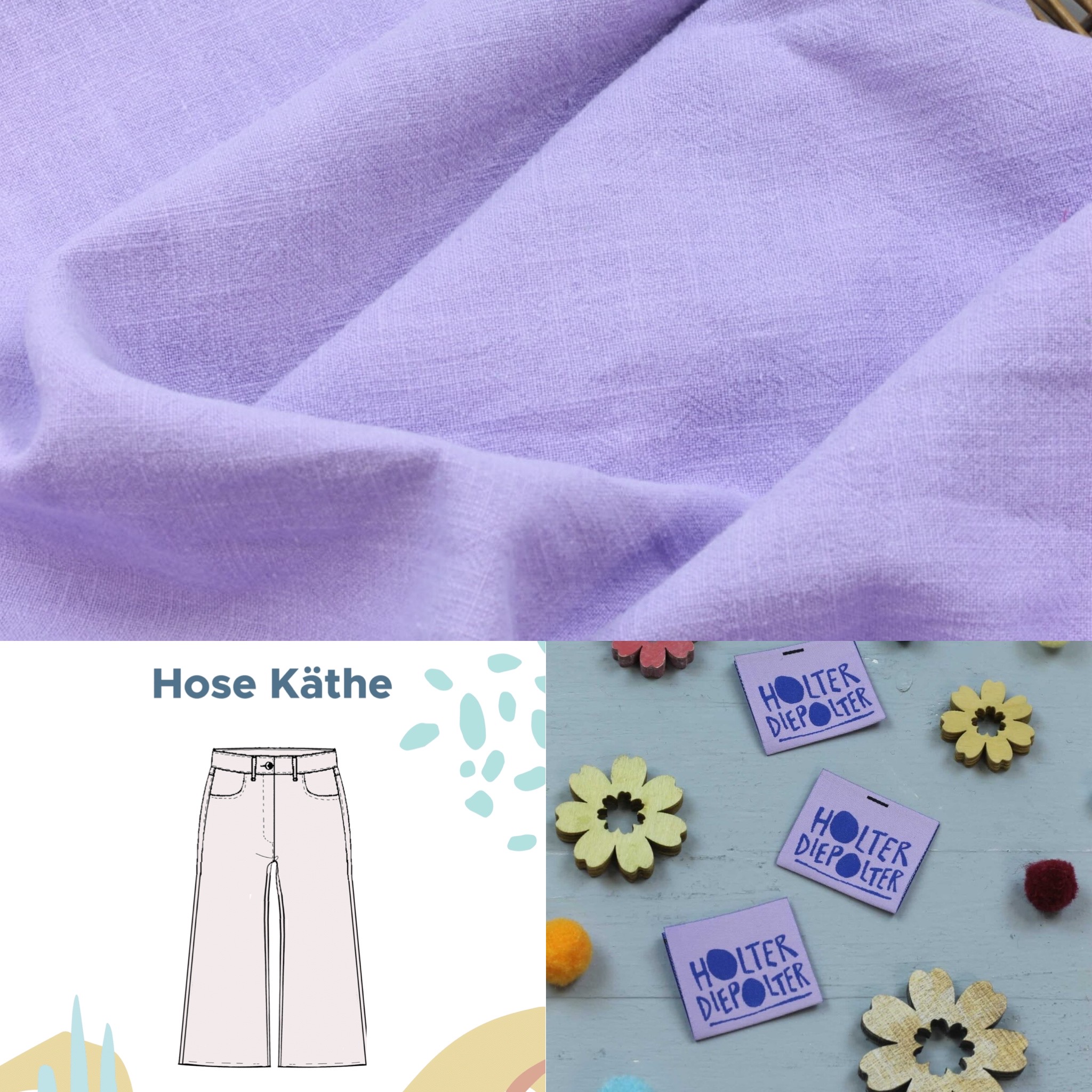 Culotte Käthe aus Stonewashed-Leinen, getragen im Sommer lilac