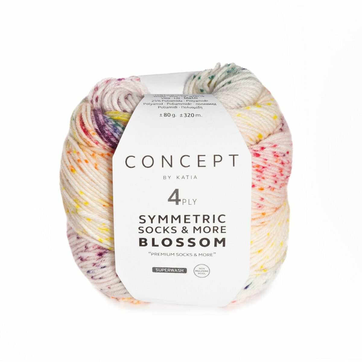 Katia Sockenwolle Symmetric Blossom von Concept - 80g "Gelb-Fuchsia-Lila-Grün"