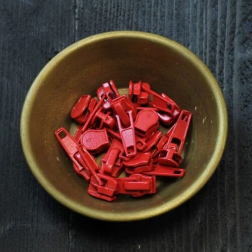 Zipper für Endlos Reißverschluss 3mm und 5 mm Tomatenrot