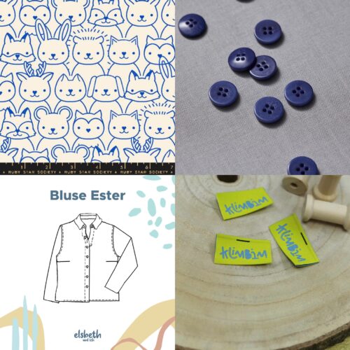 Nähset: Bluse Ester "Blue Ribbon Animals"