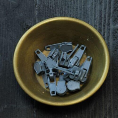 Zipper für Endlos Reißverschluss 3mm und 5 mm Mausgrau