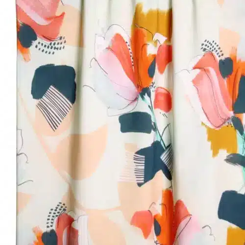Atelier Jupe: "Mint green viscose with painted flower print"