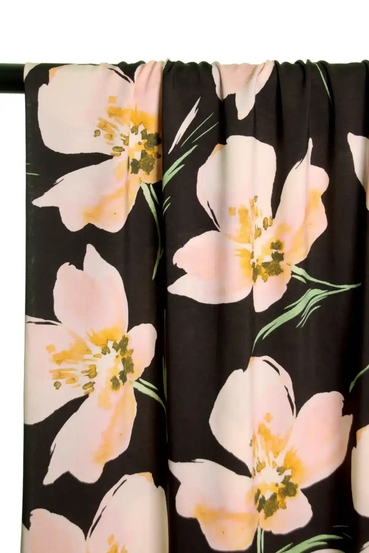 Atelier Jupe: "Black viscose with white flowers"