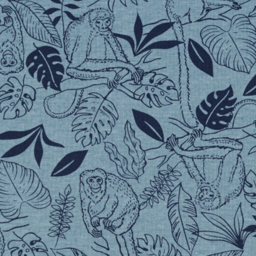 Jersey Dschungelaffen Jeansblau ***Reststück 0,75m***