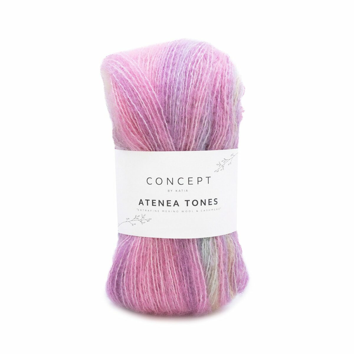 Wolle Gebürstetes Naturgarn Atenea Tones von Concept by Katia - 25g - Lila-Wasserblau-Dotter