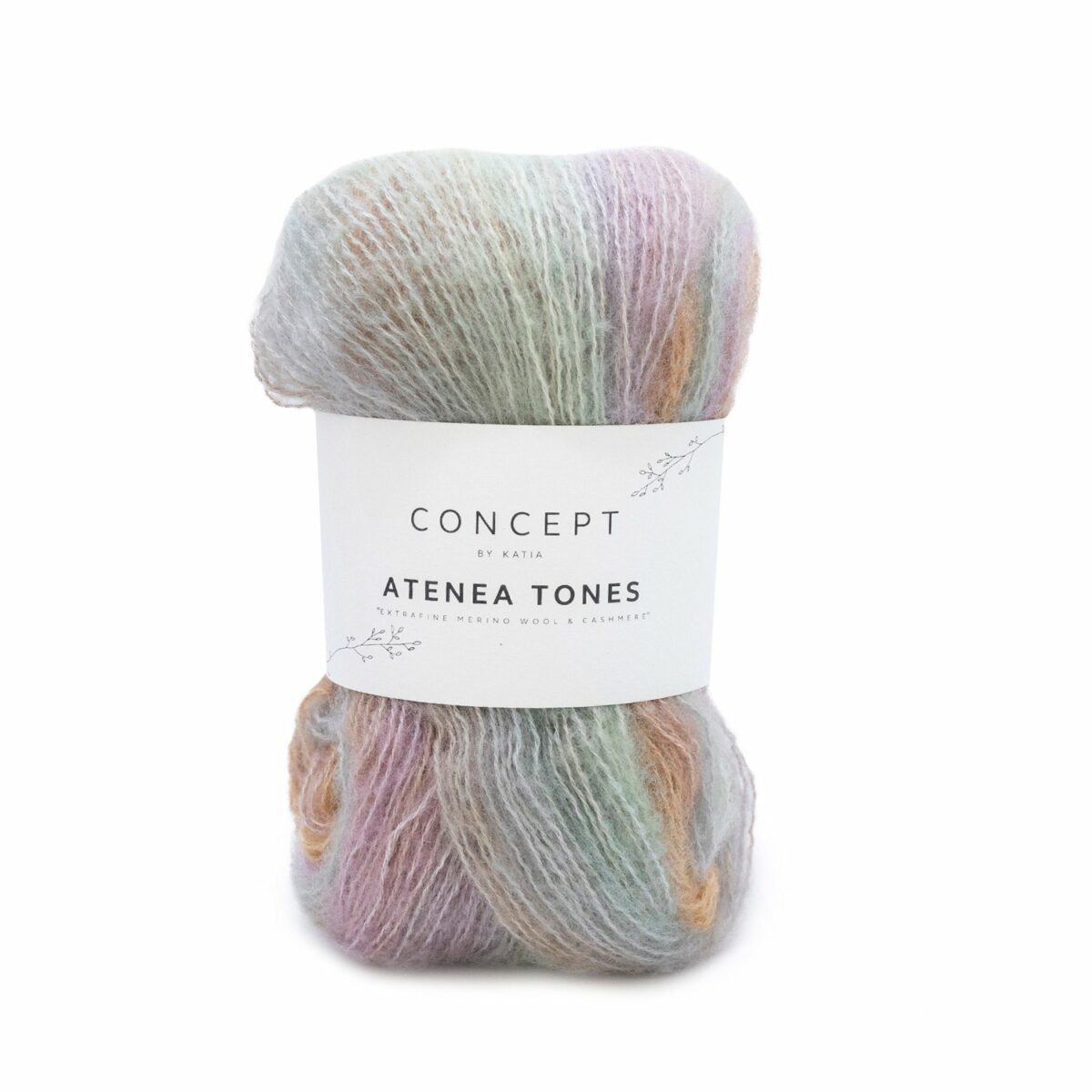 Wolle Gebürstetes Naturgarn Atenea Tones von Concept by Katia - 25g - Rostrot-Malve-Penicillin