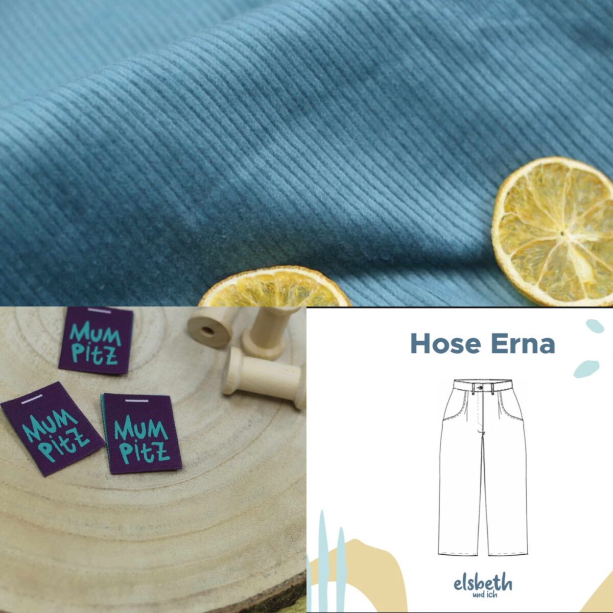 Nähset: "Hose Erna" Breitcord 8w "Dark Mint"