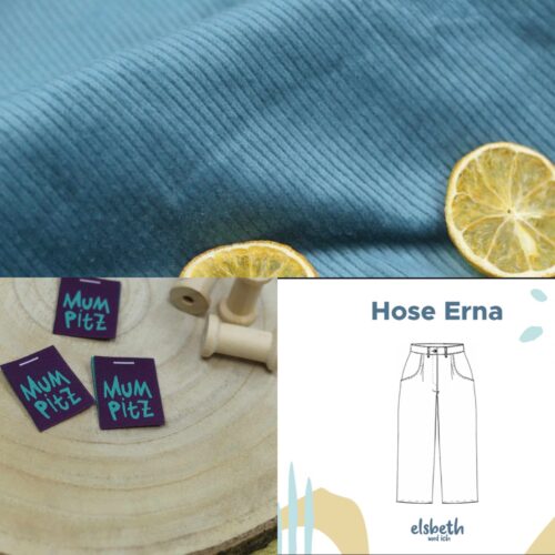 Nähset: "Hose Erna" Breitcord 8w "Dark Mint"