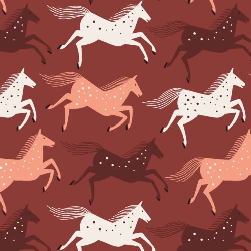 Cotton and Steel: "Wild & Free" Wild Horses - Warm Sienna Canvas