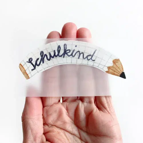 Halfbird:  Bügelbild randlos "Schulkind Stift"