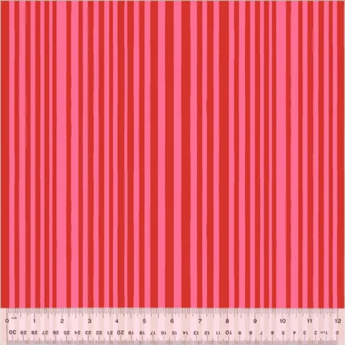 Windham Fabrics: Kaleidoscope by Annabel Wrigley "Mini Stripe in Capsicum/Perfect Pink"